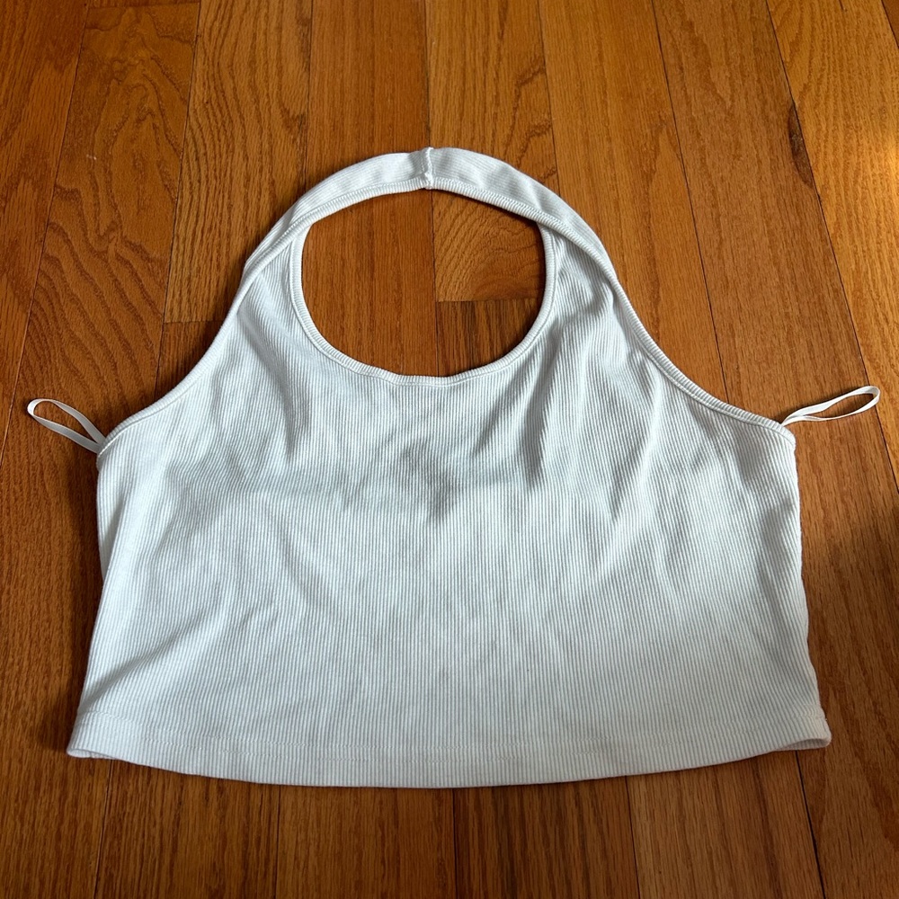 White cropped halter top